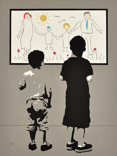 Wolfgang Müller: „ARTIG“ Aus der Bilderserie „Kunstgeschichten“. Scherenschnitt
70cm mal 50cm
o.J.